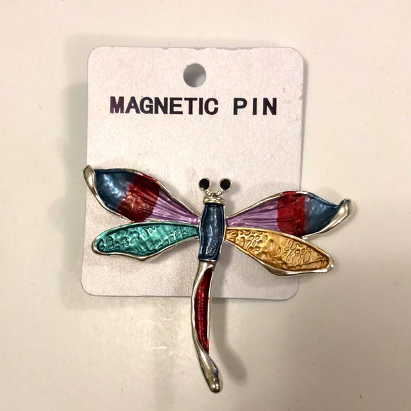 Jewelry - Dragonfly Pin Magnetic Multicolour Silver colour magnets Excellent Like New